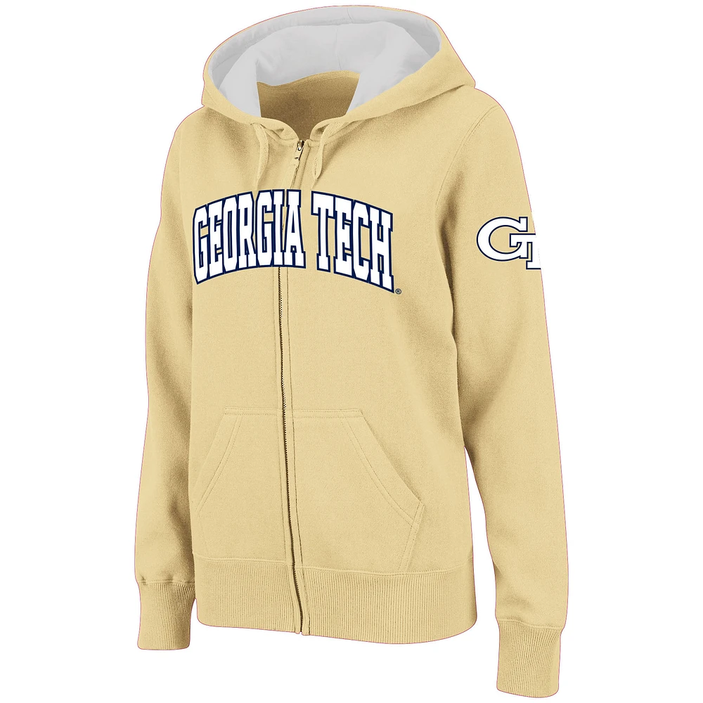 Women's Stadium Athletic Gold Georgia Tech Yellow Jackets Arched Name Full-Zip Hoodie