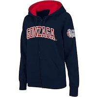 Women's Stadium Athletic Navy Gonzaga Bulldogs Arched Name Full-Zip Hoodie