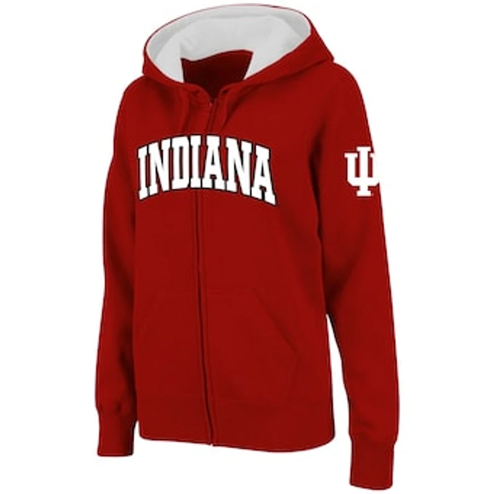 Women's Stadium Athletic Crimson Indiana Hoosiers Arched Name Full-Zip Hoodie