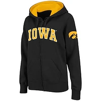 Women's Stadium Athletic Black Iowa Hawkeyes Arched Name Full-Zip Hoodie