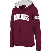 Women's Stadium Athletic Maroon Mississippi State Bulldogs Arched Name Full-Zip Hoodie