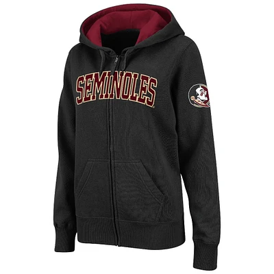 Women's Stadium Athletic Black Florida State Seminoles Arched Name Full-Zip Hoodie