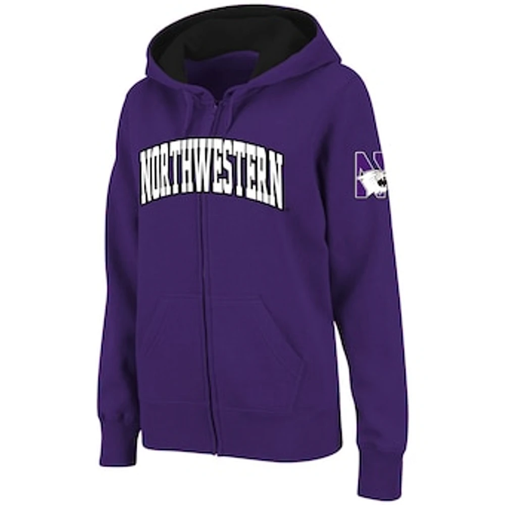 Women's Stadium Athletic Purple Northwestern Wildcats Arched Name Full-Zip Hoodie