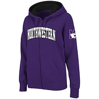 Women's Stadium Athletic Purple Northwestern Wildcats Arched Name Full-Zip Hoodie