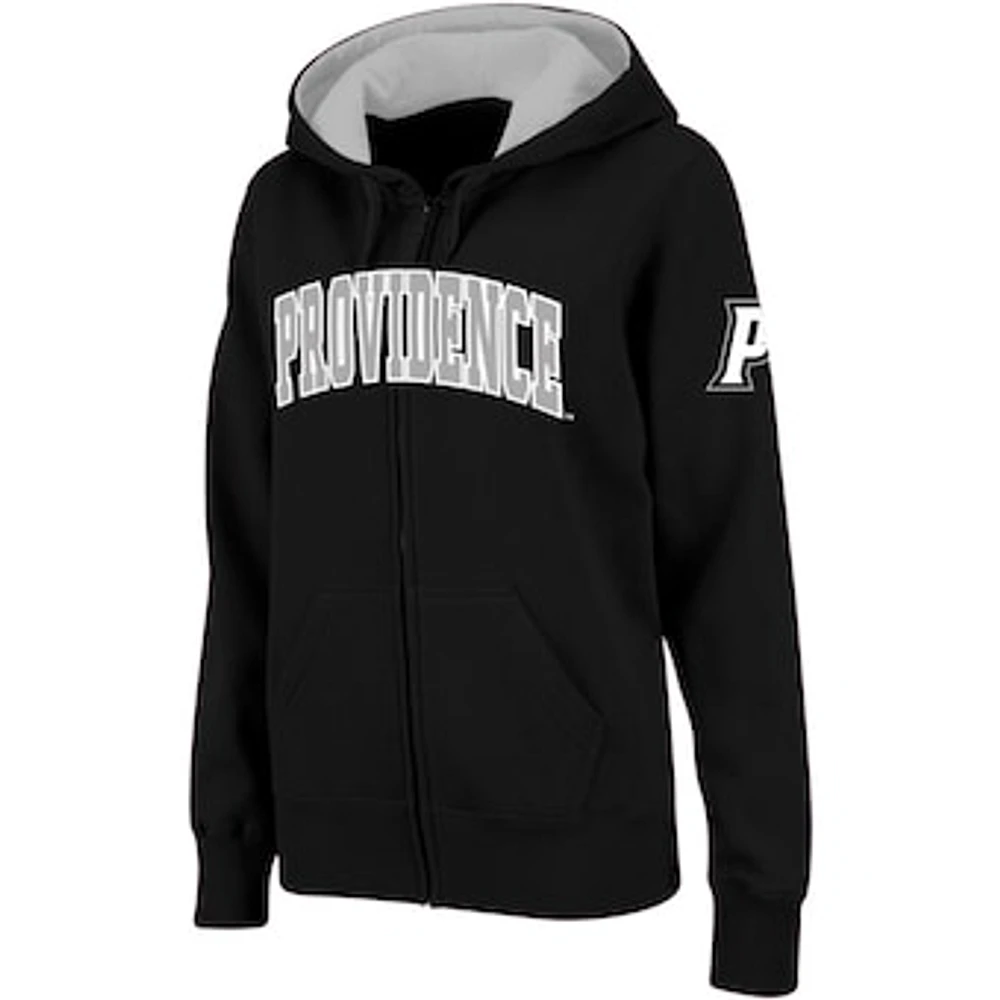 Women's Stadium Athletic Black Providence Friars Arched Name Full-Zip Hoodie