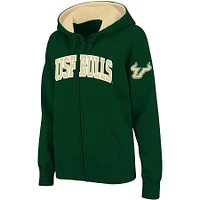 Women's Stadium Athletic Green South Florida Bulls Arched Name Full-Zip Hoodie