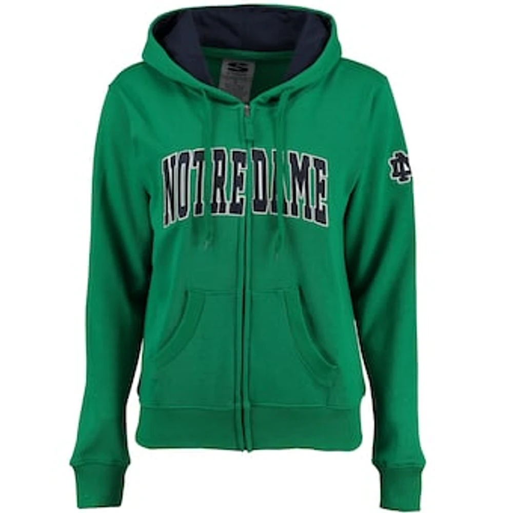 Women's Stadium Athletic Kelly Green Notre Dame Fighting Irish Arched Name Full-Zip Hoodie