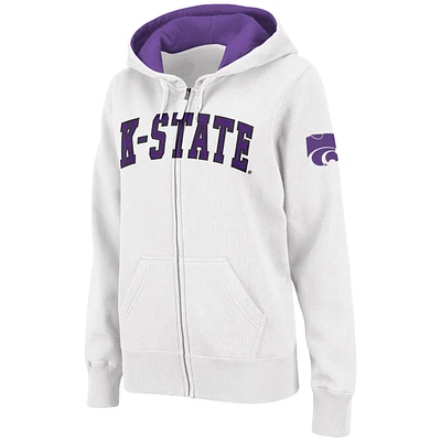 Women's Stadium Athletic White Kansas State Wildcats Arched Name Full-Zip Hoodie