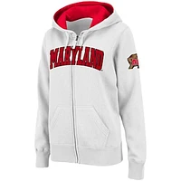 Women's Stadium Athletic White Maryland Terrapins Arched Name Full-Zip Hoodie