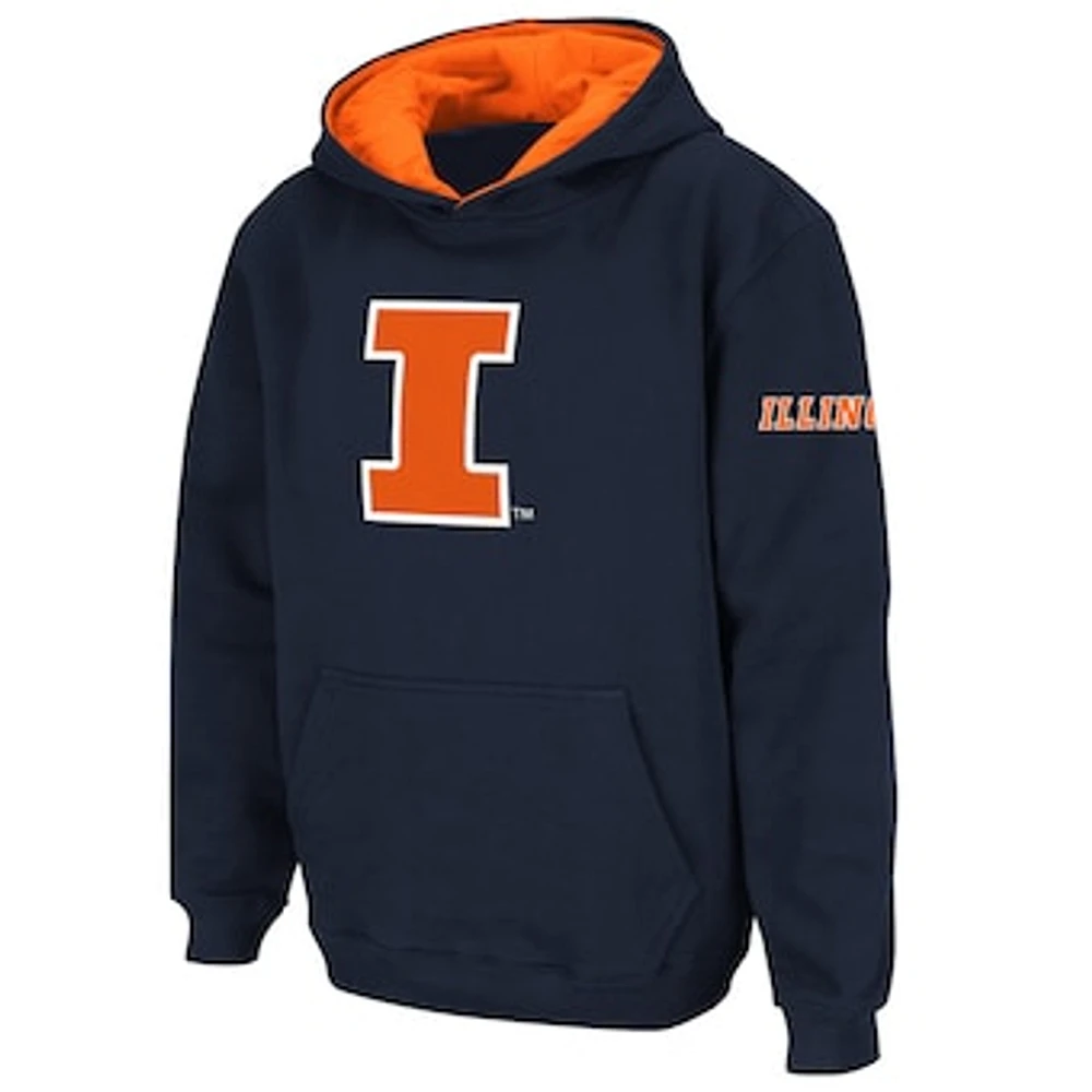 Youth Stadium Athletic Navy Illinois Fighting Illini Big Logo Pullover Hoodie