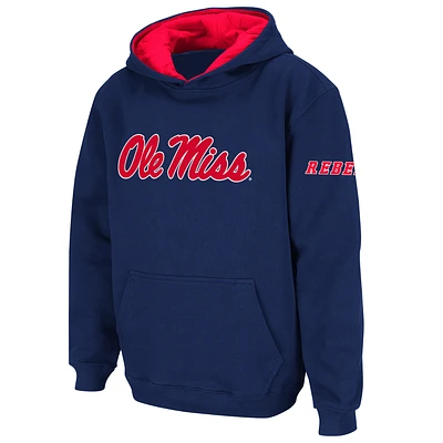 Youth Stadium Athletic Navy Ole Miss Rebels Big Logo Pullover Hoodie