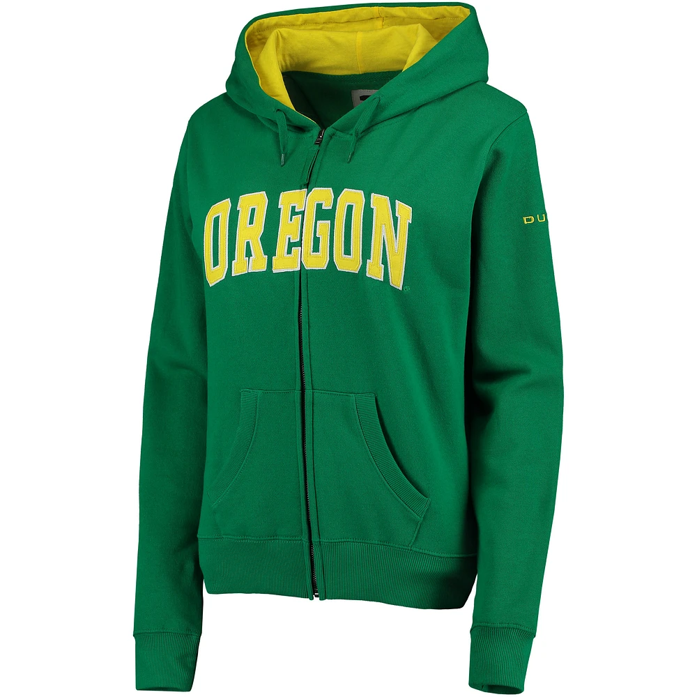 Women's Kelly Green Oregon Ducks Arched Name Full-Zip Hoodie