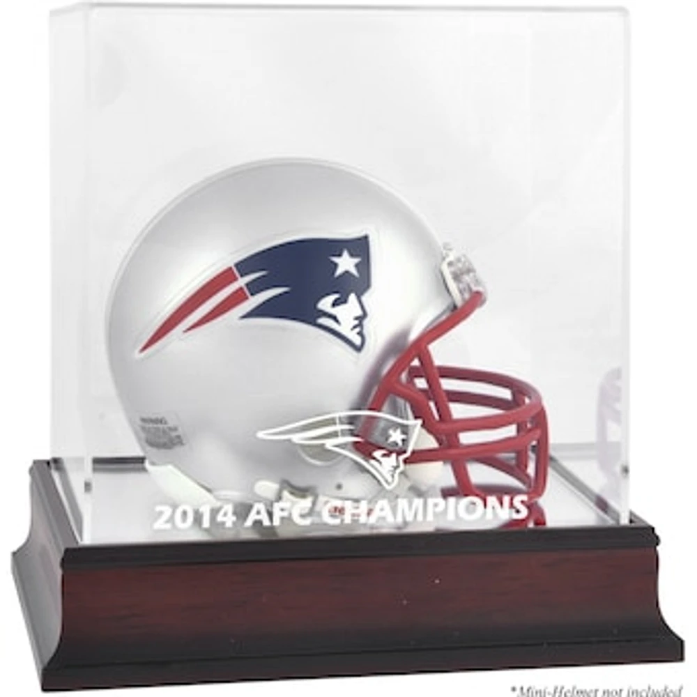 New England Patriots 2014 AFC Champions Mahogany Logo Mini Helmet Display Case