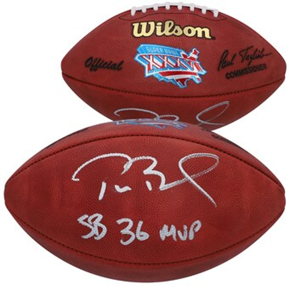 Tom Brady New England Patriots Autographed Super Bowl XXXVI Football with SB 36 MVP Inscription