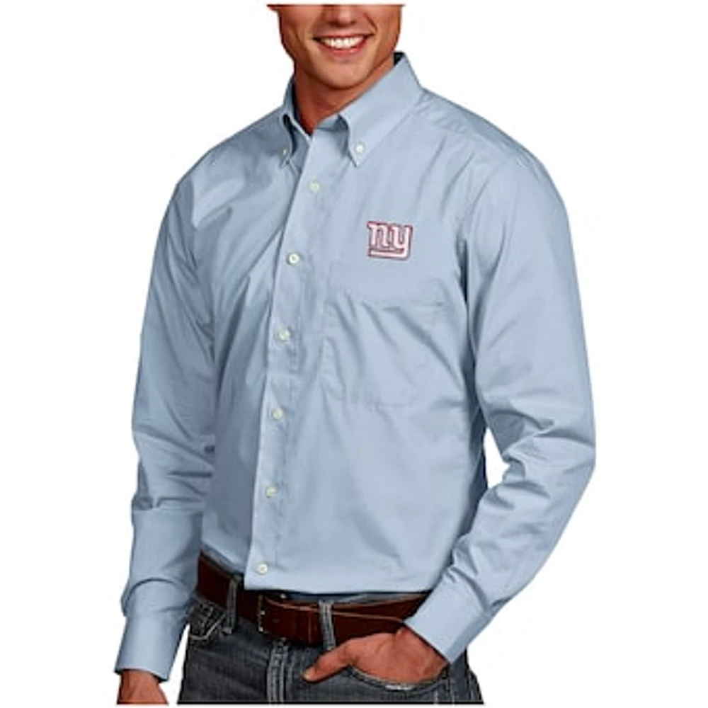 Men's Antigua Royal New York Giants Dynasty Woven Long Sleeve Button-Down Shirt