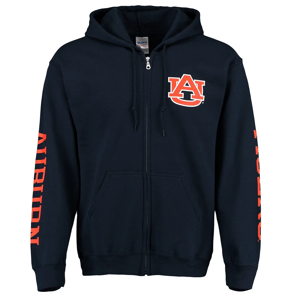 Men's New Agenda Navy Auburn Tigers Triple Threat Lightweight Full Zip Hoodie