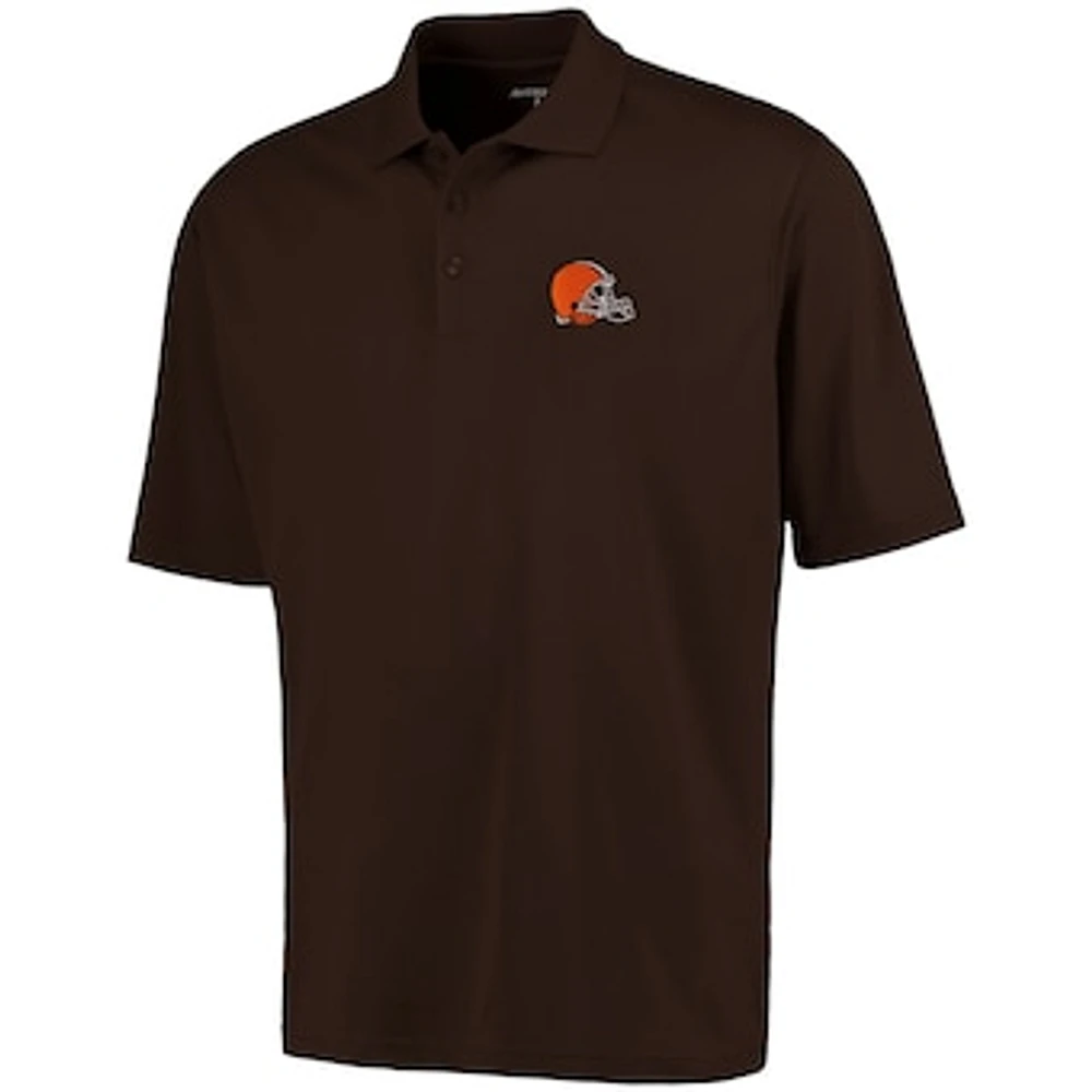 Men's Antigua Brown Cleveland Browns Pique Xtra-Lite Polo