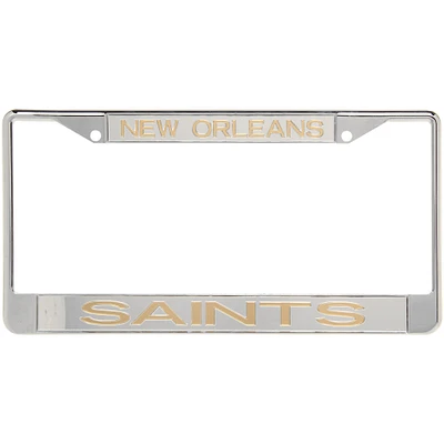 New Orleans Saints Metal Frame Acrylic Top & Bottom Inlaid Mirror License Plate Frame