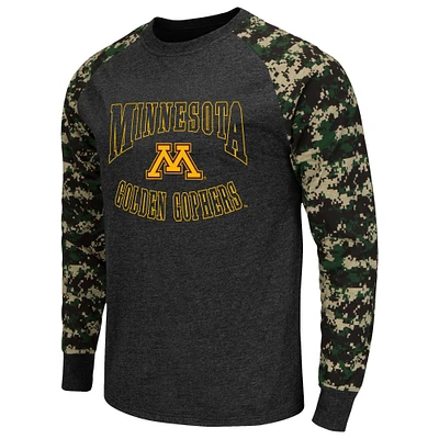 Men's Colosseum Black Minnesota Golden Gophers Camo Raglan Long Sleeve T-Shirt