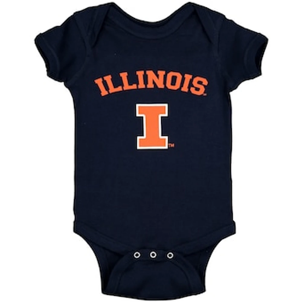 Infant Navy Illinois Fighting Illini Arch & Logo Bodysuit