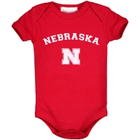 Infant Scarlet Nebraska Huskers Arch & Logo Bodysuit