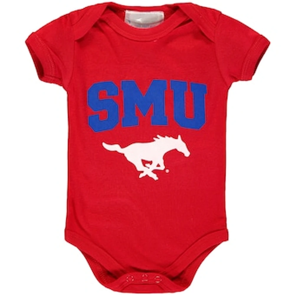 Infant Red SMU Mustangs Arch & Logo Bodysuit