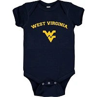 Infant Navy West Virginia Mountaineers Arch & Logo Bodysuit