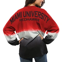 Women's Red Miami University RedHawks Ombre Long Sleeve Dip-Dyed Spirit Jersey