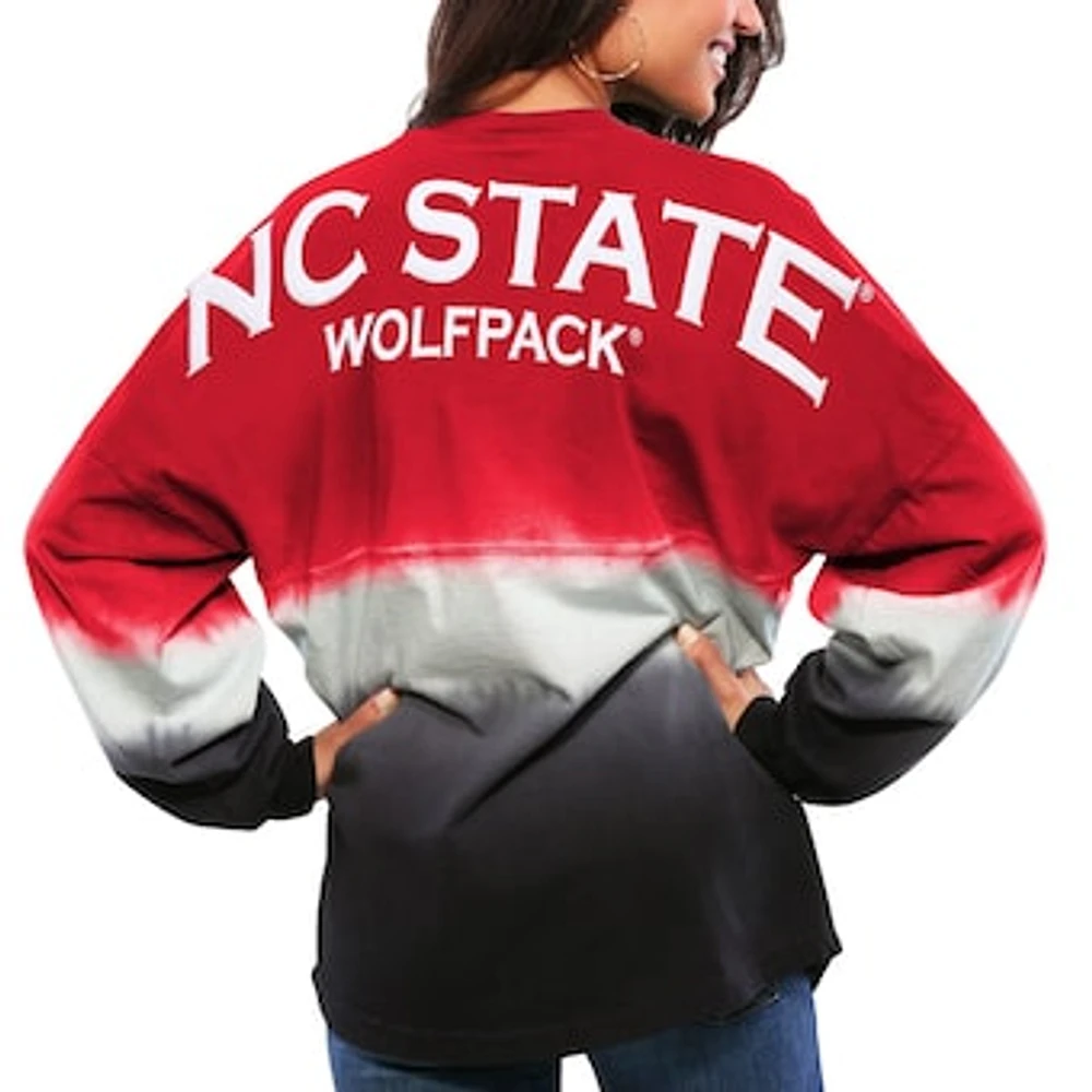 Women's Red NC State Wolfpack Ombre Long Sleeve Dip-Dyed Spirit Jersey