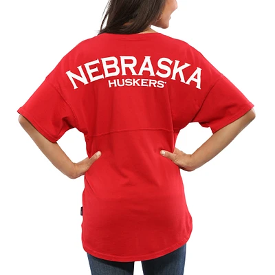 Women's Scarlet Nebraska Huskers Spirit Jersey Oversized T-Shirt