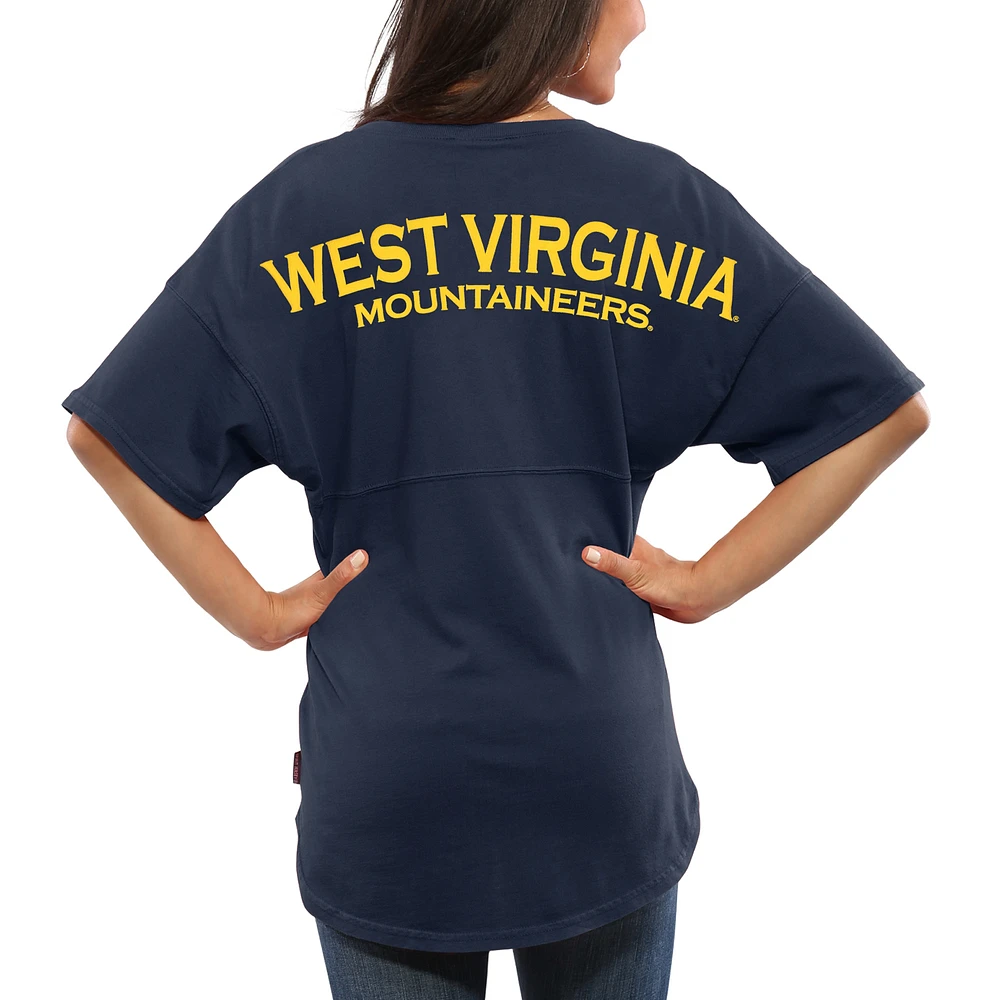 Women's Navy West Virginia Mountaineers Spirit Jersey Oversized T-Shirt