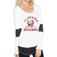 Women's Original Retro Brand White Alabama Crimson Tide Contrast Boyfriend Thermal Long Sleeve T-Shirt