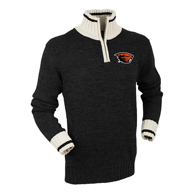 Men's Bruzer Black Oregon State Beavers Quarter-Zip Sweater