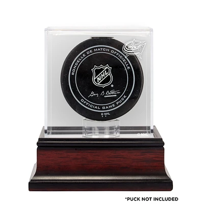 Columbus Blue Jackets Mahogany Hockey Puck Logo Display Case