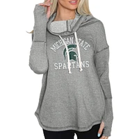 Women's Original Retro Brand Gray Michigan State Spartans Funnel Neck Pullover Sweatshirt