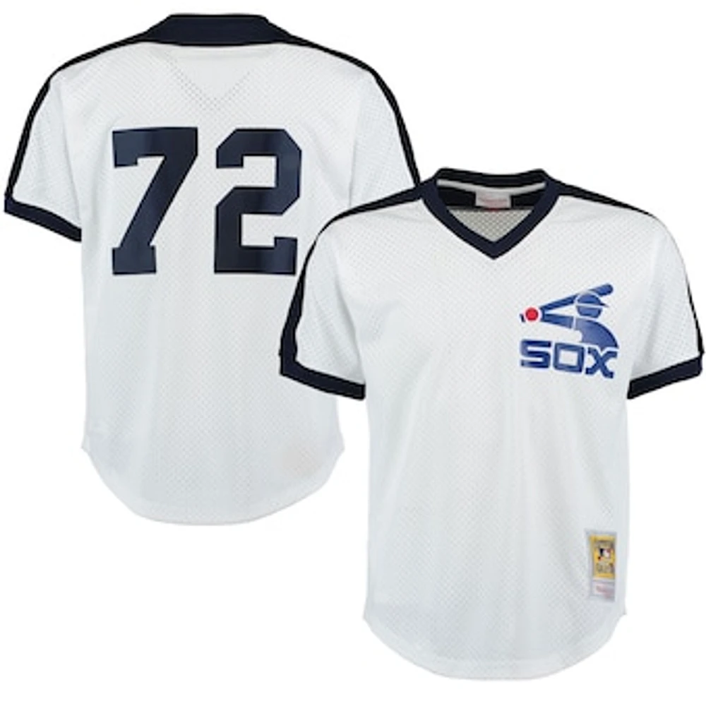 Men's Mitchell & Ness Carlton Fisk White Chicago Sox Cooperstown Mesh Batting Practice Jersey