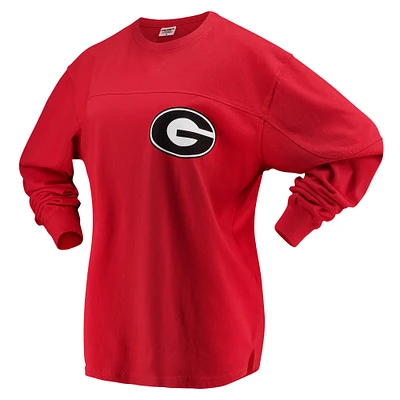 Women's Pressbox Red Georgia Bulldogs The Big Shirt Oversized Long Sleeve T-Shirt