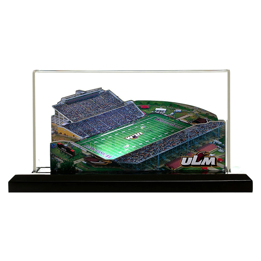 ULM Warhawks 19" x 9" Light Up Malone Stadium with Display Case