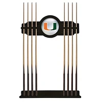 Black Miami Hurricanes Eight Stick Pool Cue Rack