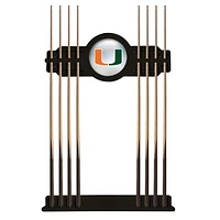 Black Miami Hurricanes Eight Stick Pool Cue Rack