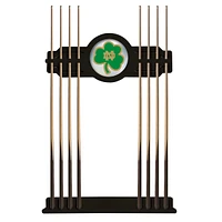 Black Notre Dame Fighting Irish Shamrock Eight Stick Pool Cue Rack