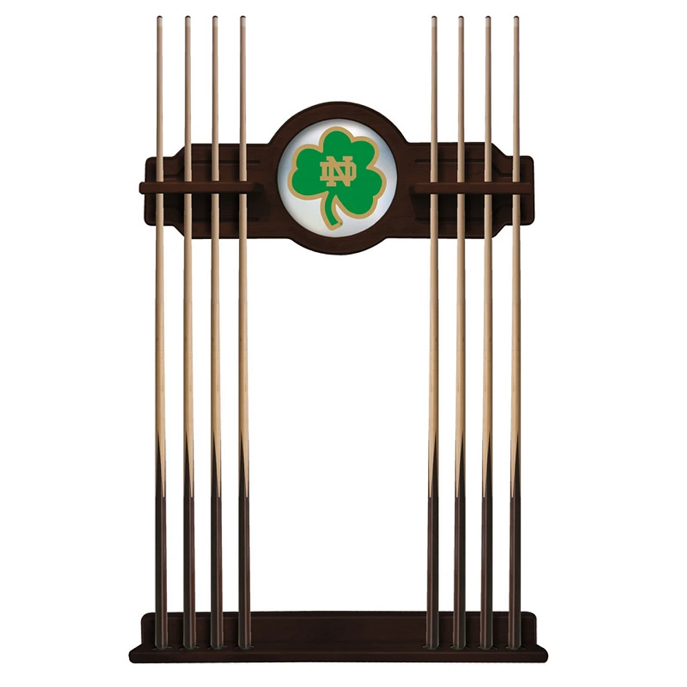 English Tudor Notre Dame Fighting Irish Shamrock Eight Stick Pool Cue Rack