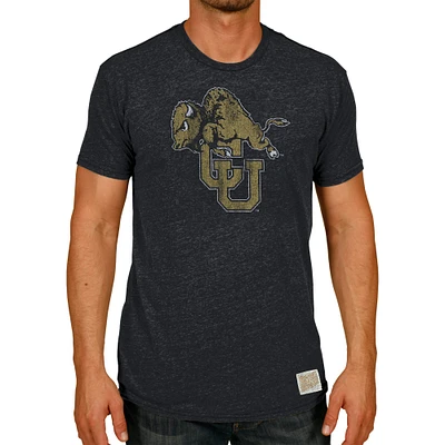 Men's Original Retro Brand Black Colorado Buffaloes Vintage Tri-Blend Logo T-Shirt