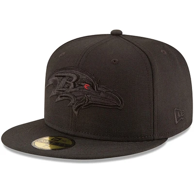 Men's New Era Baltimore Ravens Black on Black 59FIFTY Fitted Hat