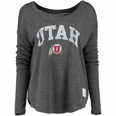 Women's Original Retro Brand Heathered Charcoal Utah Utes Relaxed Long Sleeve T-Shirt