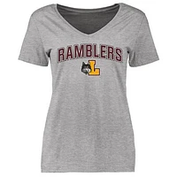 Women's Heather Gray Loyola Chicago Ramblers Proud Mascot V-Neck T-Shirt