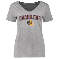 Women's Heather Gray Loyola Chicago Ramblers Proud Mascot V-Neck T-Shirt