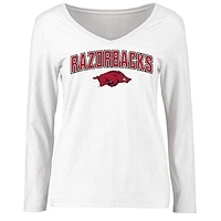 Women's White Arkansas Razorbacks Proud Mascot Long Sleeve T-Shirt