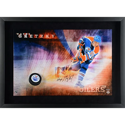Upper Deck Wayne Gretzky Edmonton Oilers Autographed Framed 16" x 24" Slap Shot Breakthrough Photograph