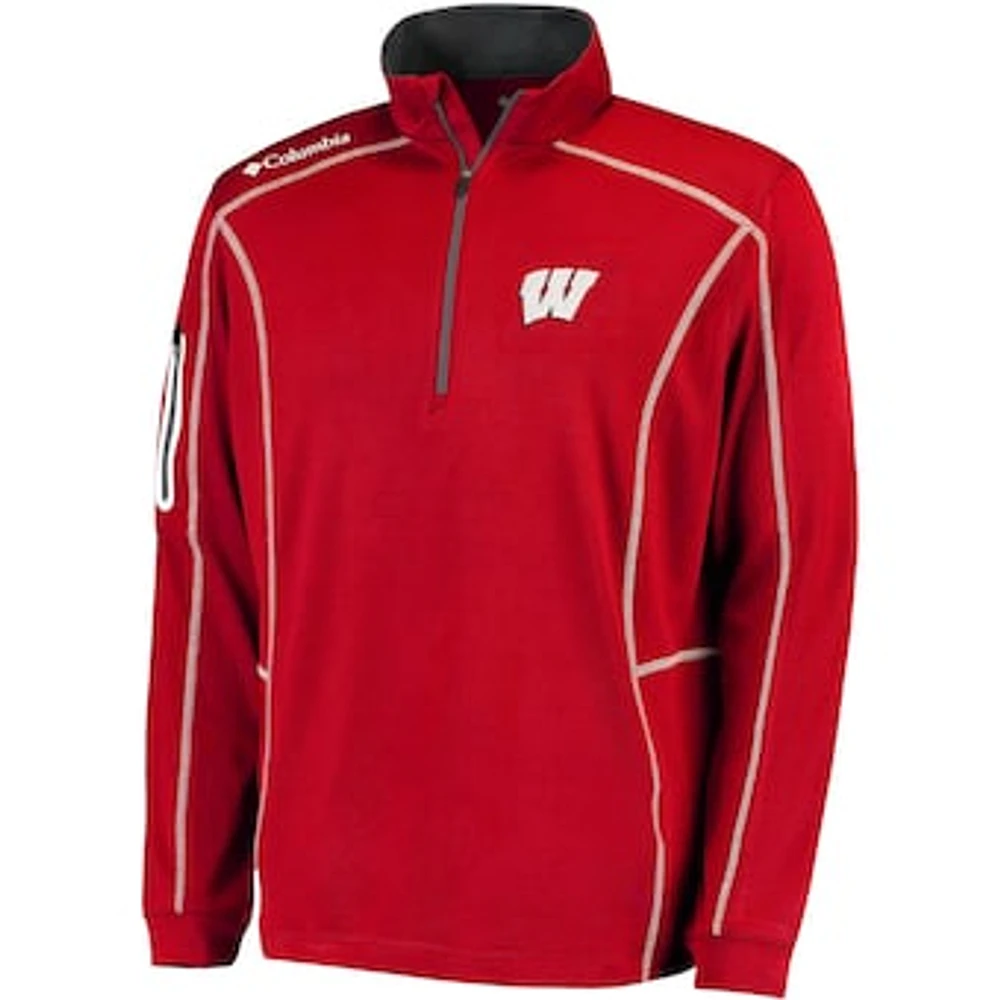 Men's Columbia Golf Red Wisconsin Badgers Shotgun Omni-Wick Quarter-Zip Pullover Jacket